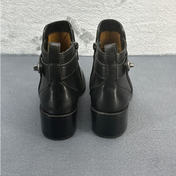 Coach Black Leather Silver Toggle Side Zip Ankle Boot Women 7 - Picture 4 of 8